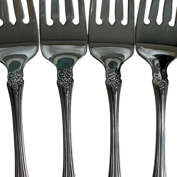 Oneida Pembrooke Renoir SSS Stainless Flatware 4-Piece Salad Fork Set Vintage 6- - Picture 3 of 10